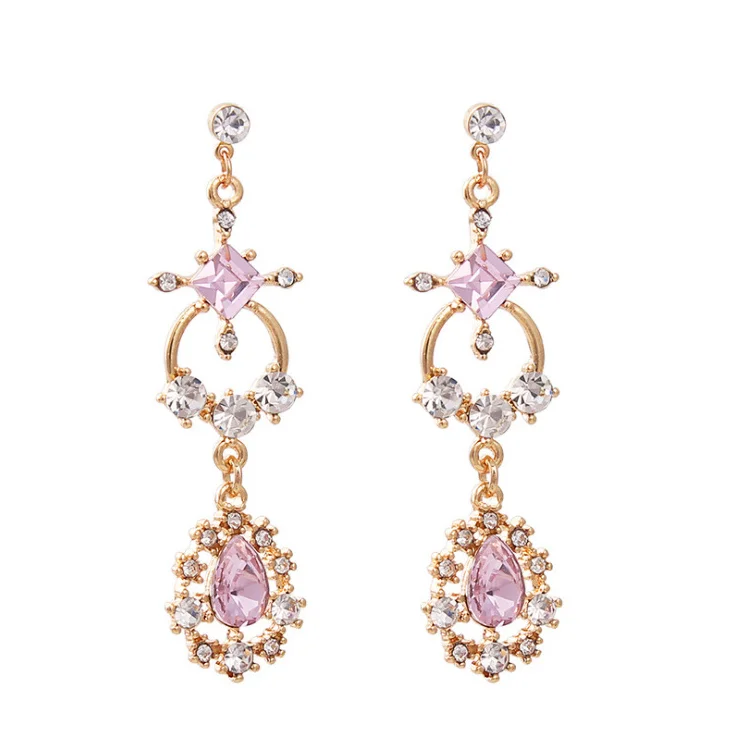 

2021 New Design 18k Gold Plated Long Hanging Earrings Zircon Stone Earrings For Women