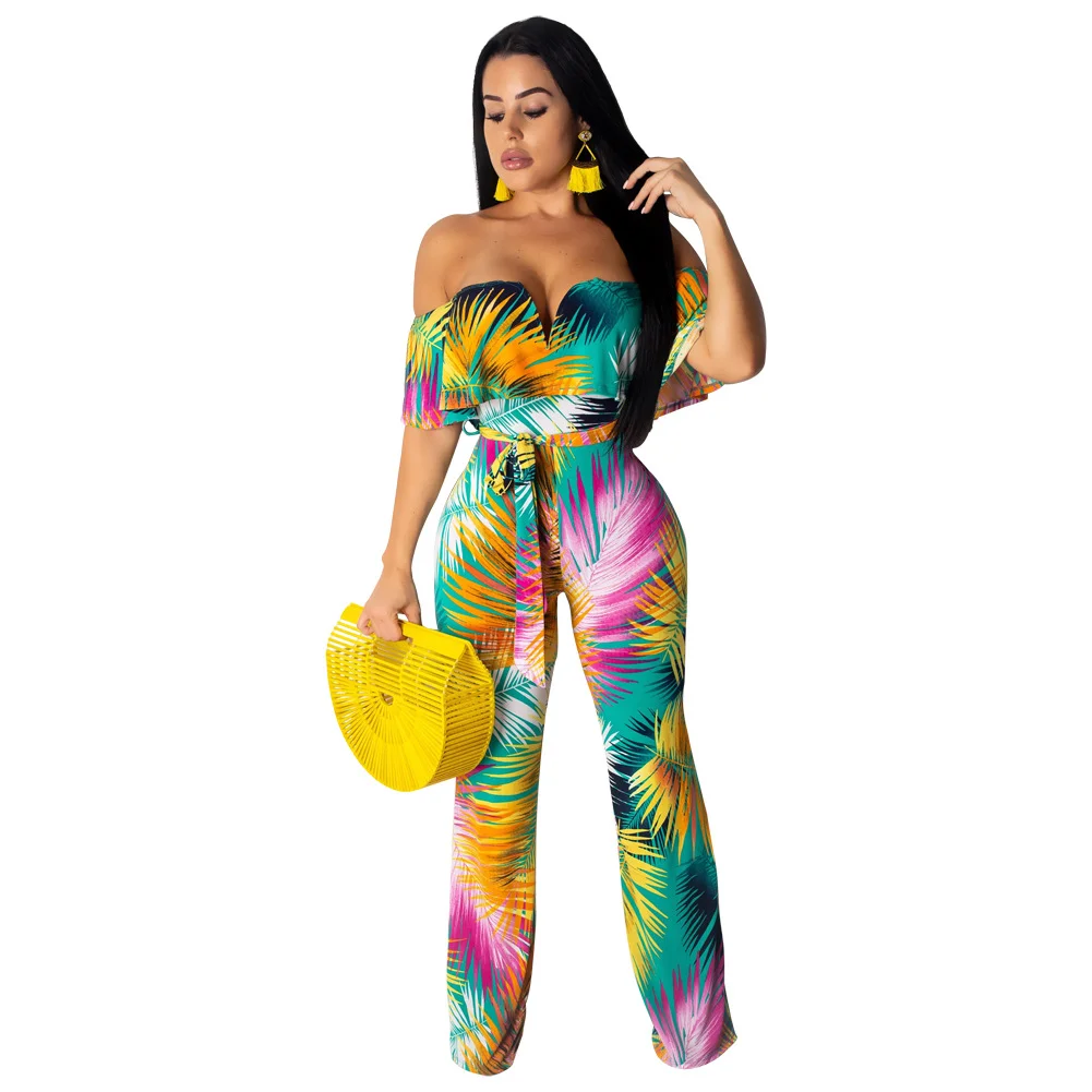 

Wholesale Women Clothing Fashionable Sexy Sleeveless Chest Binding Floundered Loose Jumpsuit Nightclubs Beach Wear Casual O-neck