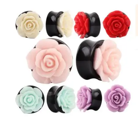

Acrylic 3D Rose Flower Ear Plugs Tunnels Earring Gauges Ear Flesh Stretcher Expander Piercings Sexy Body Jewelry 8-25mm