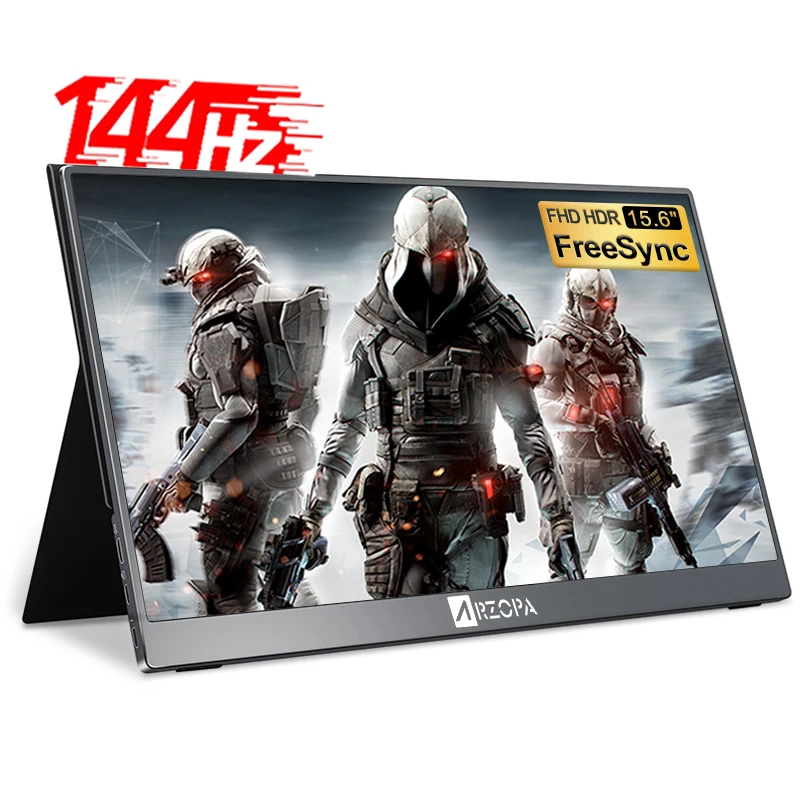 

144hz portable monitor 15.6 inch 1080P gaming monitors outdoor LCD second screen for laptop pc cell phone with Type-C USB, Black