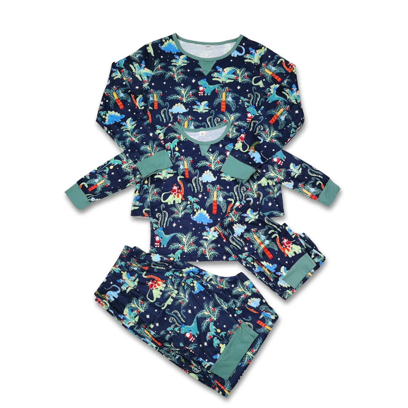 

2022 dropshipping custom print adult kids pet owner and pet matching cotton christmas pajamas