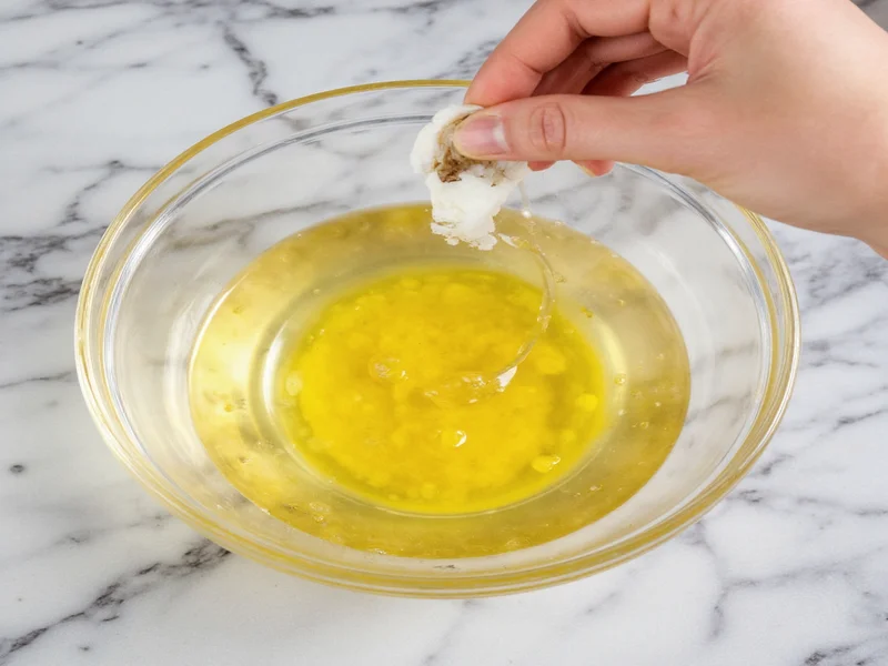 Mixing homemade hand soap in glass bowl