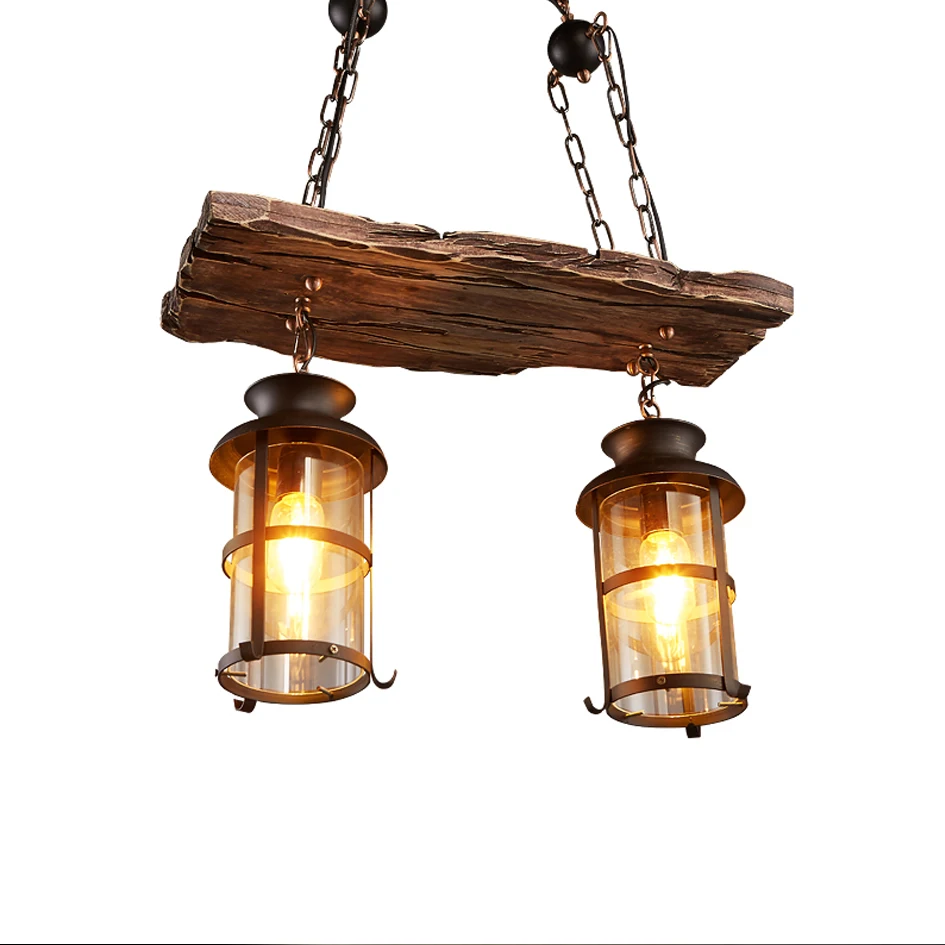 

Vintage Wood Pendants Lights Industrial Retro Cafe Bar Lamp Chandelier Ceiling