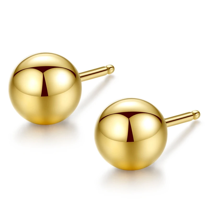 

Dainty jewelry 18 karat solid yellow gold ball stud earrings for women girls