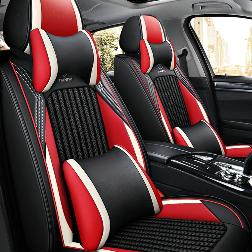 

Muchkey Luxury Car Seat Covers Leather Seat Cushion Full Set Car Interior Accessories Sport Car Seat Cushion