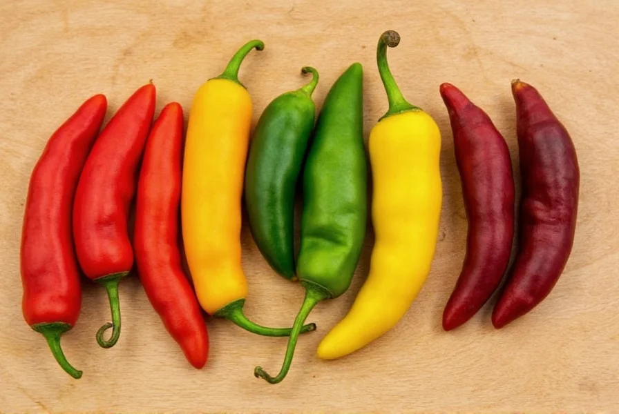 Various peppers used in different adobo recipes arranged on wooden cutting board