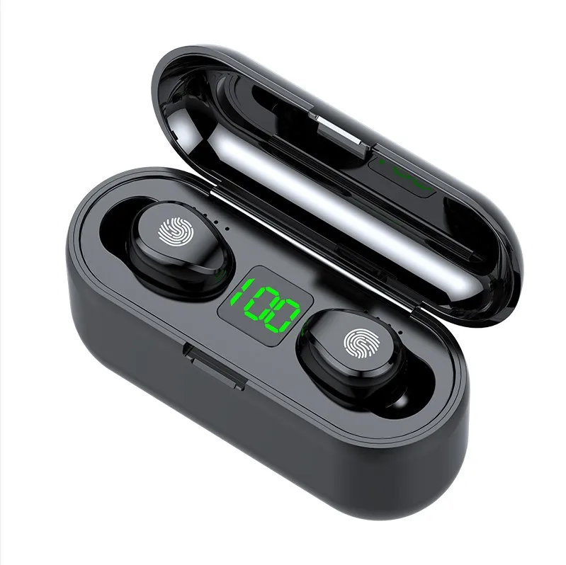 

F9 TWS Wireless Earphone Headphones2000mAh In Ear Earbuds f9 f9-8 f9 5c, Black