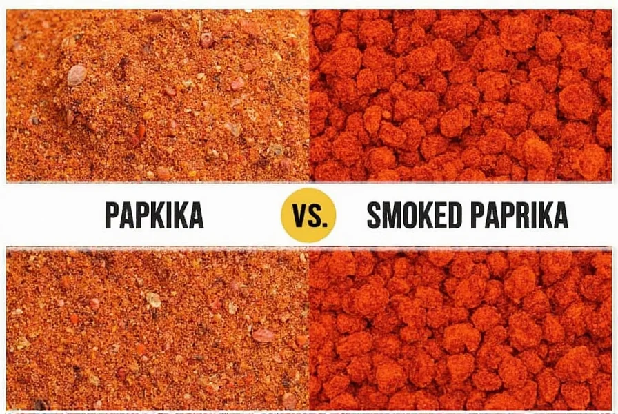 Comparison table of paprika vs smoked paprika