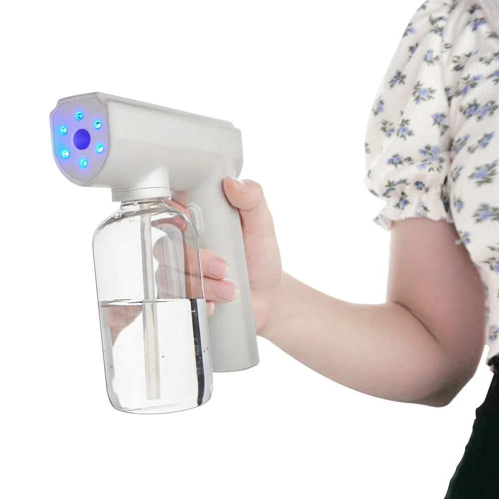 

New arrival rechargeable handheld wireless blue light nano atomizer spray gun