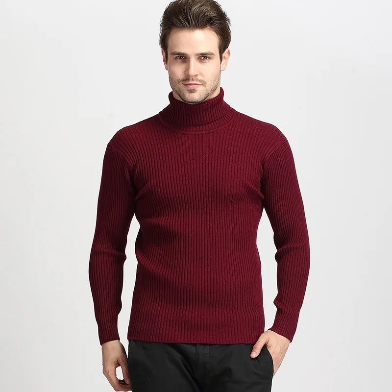 

winter fashion custom turtle neck knitted male plus size sweaters hombre mens gents Rib pullover knitting red men's sweaters, Customized color