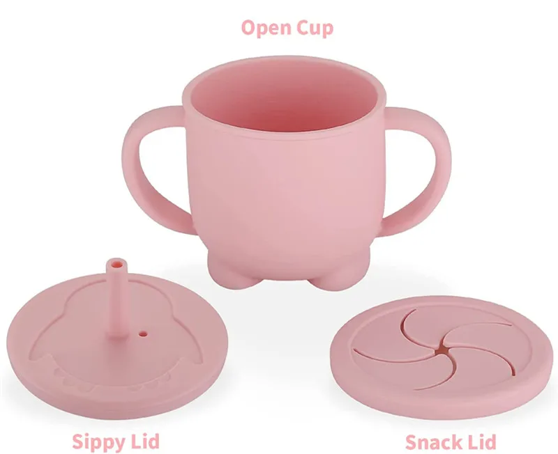 

Silicone Snack Cup for Toddlers&Straw Cups for Toddlers Spill Proof Training Cups with Lids Adjustable Shoulder Strap BPA Free