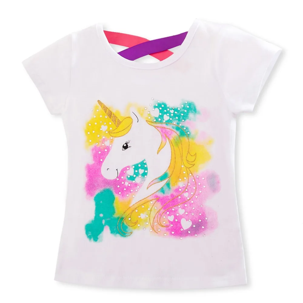 

Graphic Tee Shirt Unicorn T-shirts Children Short Sleeves Girl's Dresses Cotton Tops For Kids clothes, Picture