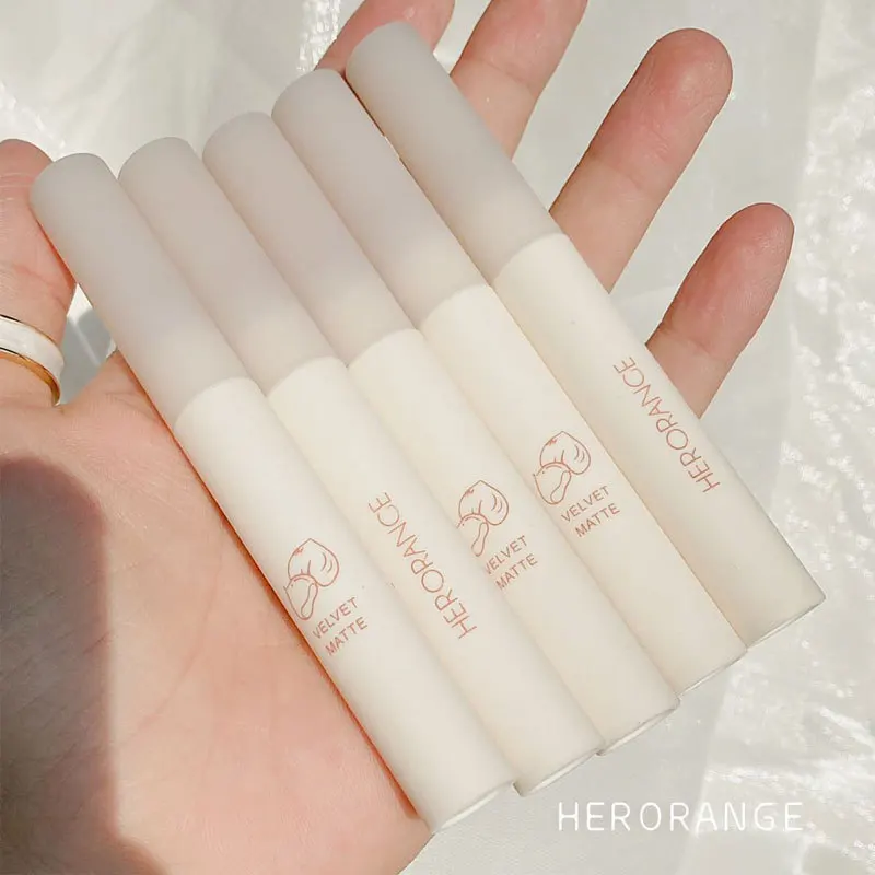 

Summer White Frosted Tube Nude Llpgloss Herorange Brand Matte Velvet Liquid Lipstick Not sticky