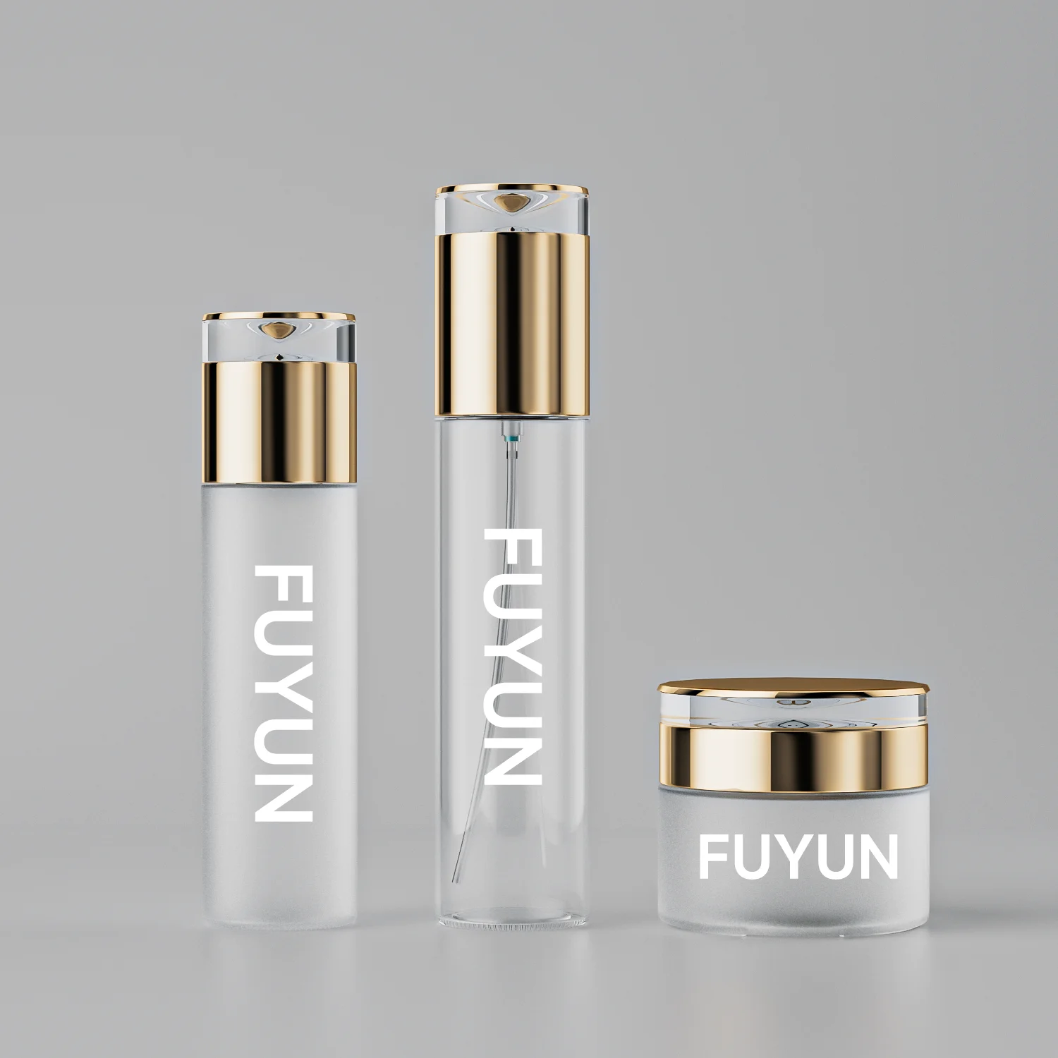 

Fuyun Empty High-grade Cosmetic Drop Toner Bottle Skincare Green Frosted Glass Cream Jar Green Makeup Serum Spray Glass Bottle