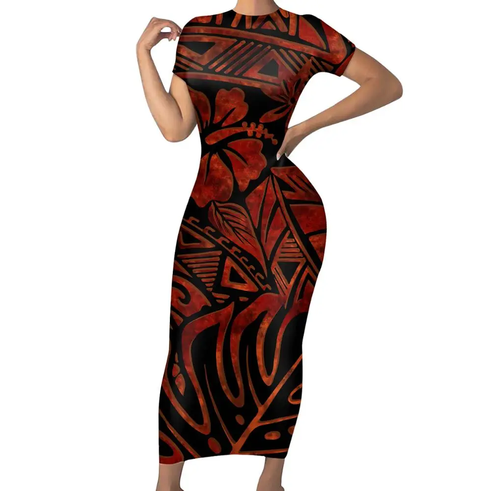 

OEM Custom Design vestido Samoan Tattoo Design Polynesian Bandage Casual Elegant Women Plus Size Bodycon Dresses, Picture