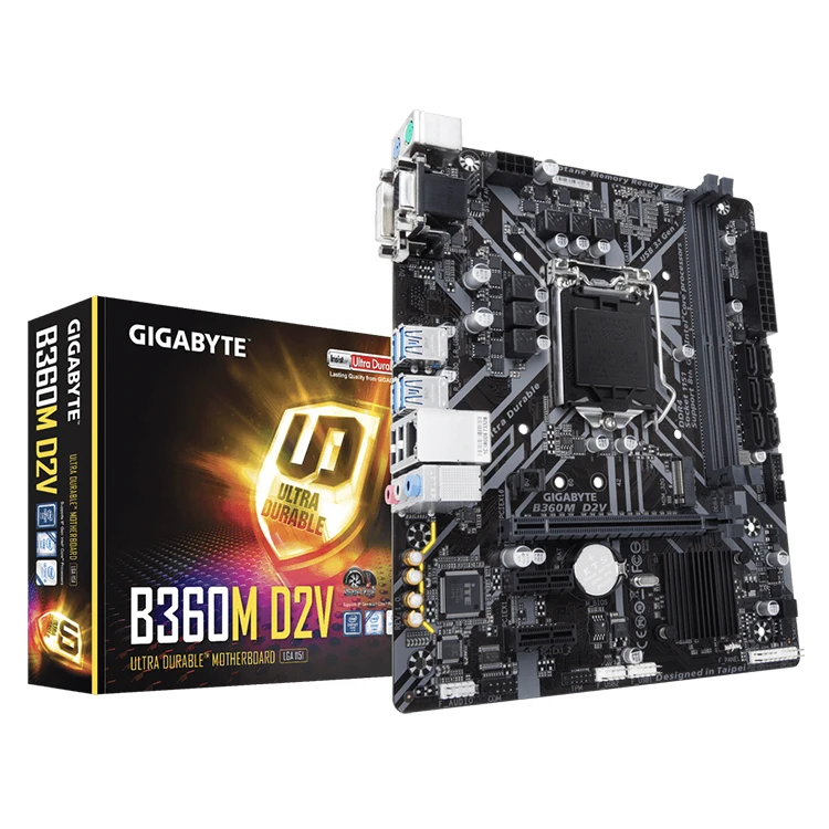 GIGABYTE B360M D2V Gaming Desktop Motherboard with Intel B360 Chipset LGA 1151 Support Intel Core 9th and 8th Generation CPU