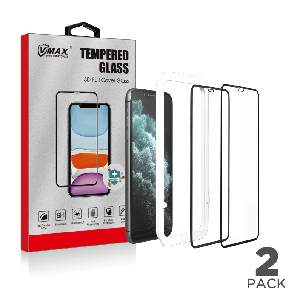 

2021 Factory Wholesale 2 pack Bubble Free 3D High Transparency Tempered Glass Screen Protector For iPhone 11 Pro Max