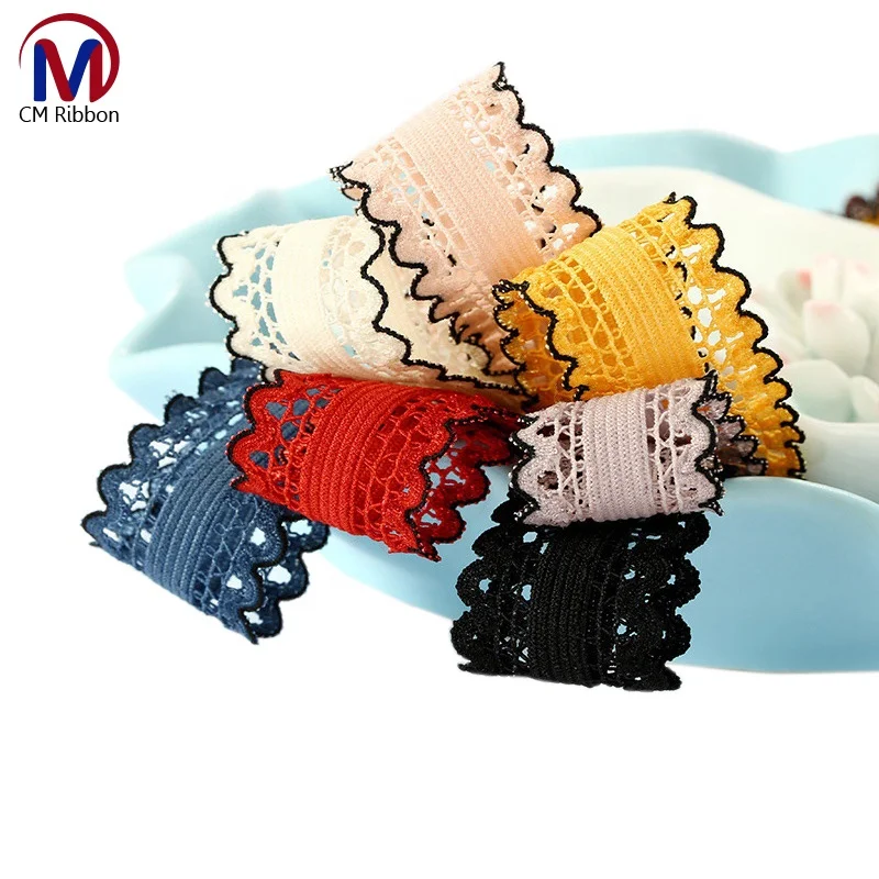 

Factory direct sale Korean lace for elastic clothing accessories lace with hollow edge elastic spun, 7 colors