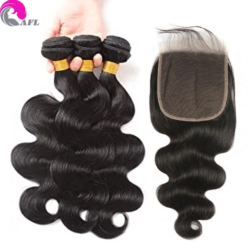 

AFL Unprocessed Virgin Human Hair Extension Vendor Cuticle Aligned Cheap Brazilian Hair Bundles With Closure