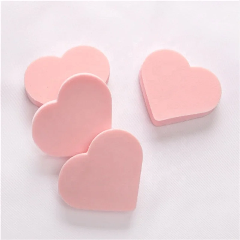 

New Arrivals Washable Foundation Cosmetic Puff Heart Shape Powder Makeup Sponge, Pink