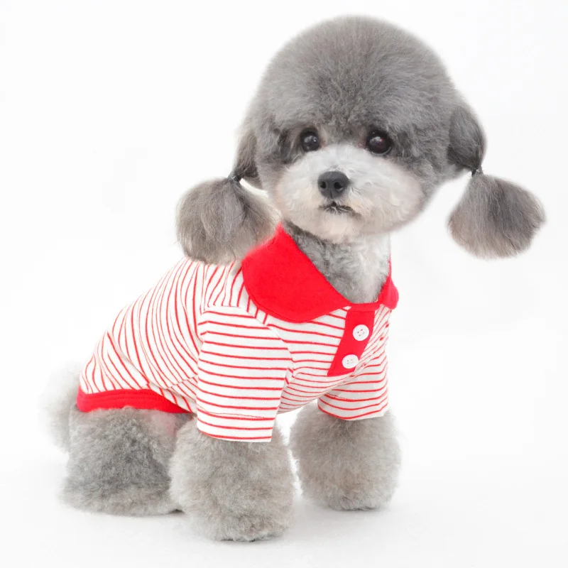 

Hot Sale Polyester Cotton Dog Coat Striped Dog Polo Shirt For Small Dogs, Red/green/yellow