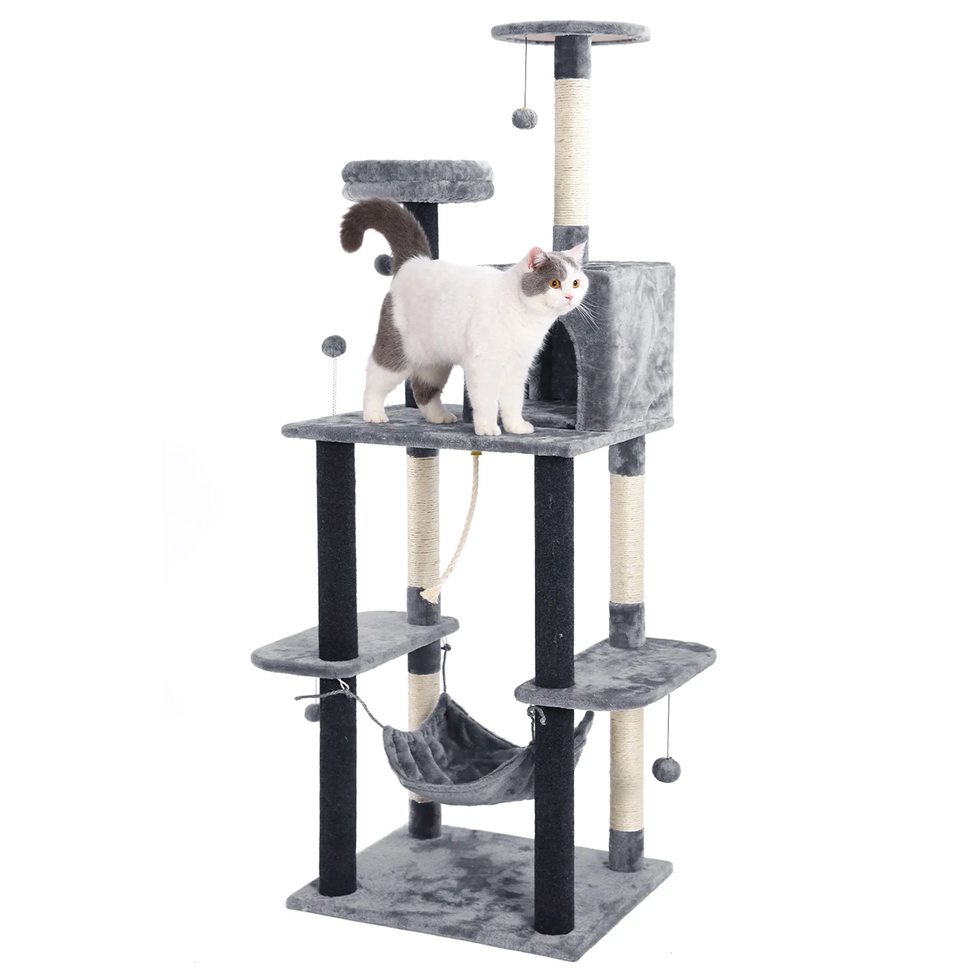 

69" Cat Tree Tower Condo Furniture Scratch Post hammock for Kittens Pet House Play, with Cozy Perches, Stable, Gray