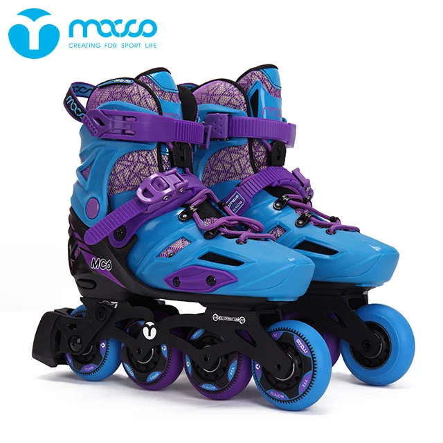 

macco top level factory price adjustable freestyle slalom inline skates ABEC-7 CNC bracket children MC6 pink blue