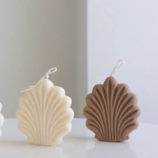 

Z654 GMold of fan-shaped shell geometry gypsum silicone mold for aromatherapy candle, Random