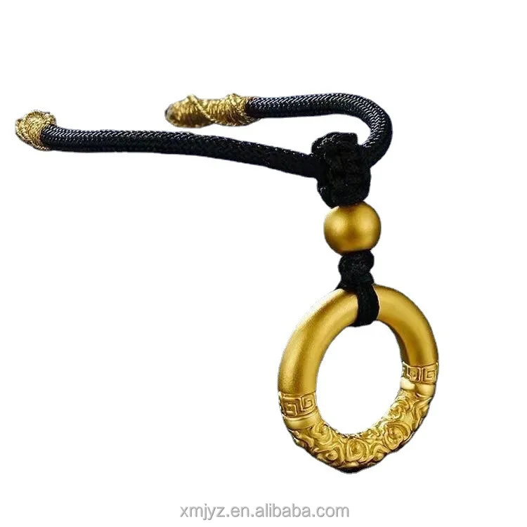 

Vietnam Placer Gold Xiangyun Ruyi Gold Hoop Circle Pendant Woven Ancient Yellow Gold Peace Buckle Necklace Men's And Women's