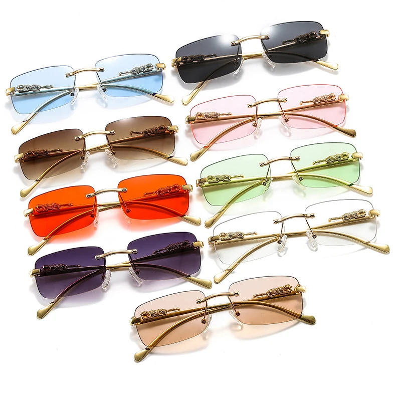 

Twooo 2575 Luxury Women Metal Frame Square Rimless Designer Sunglasses Men