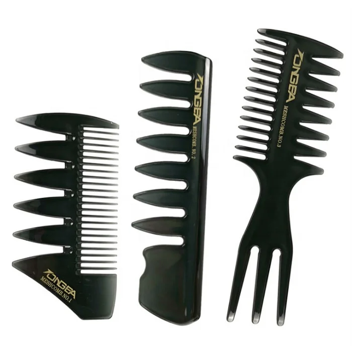 

Wholesale Black Classic Men's Wide Tooth Hair Comb Three-sided Oil Head Styling Comb