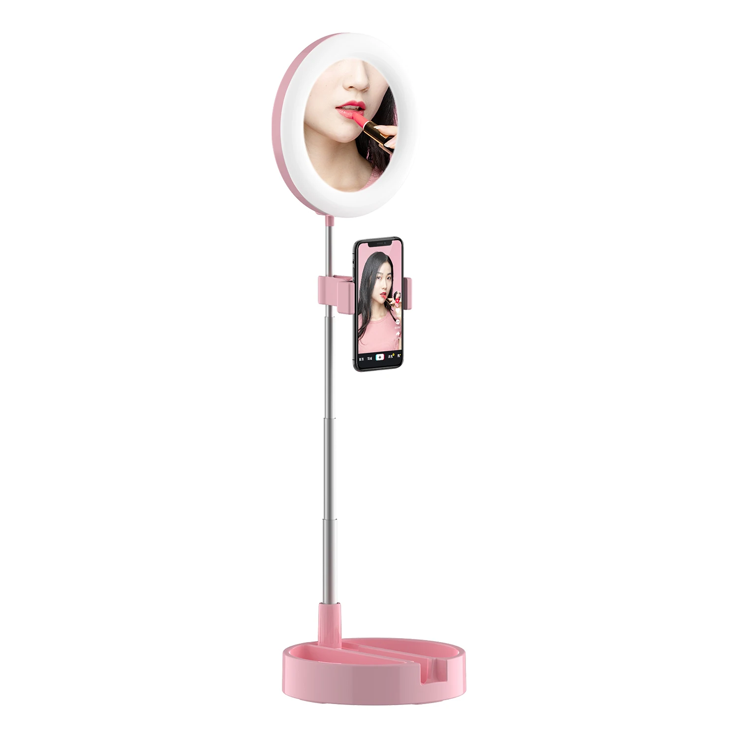 

Foldable 6 inch LED Selfie Ring Light with Cell Phone Holder and Mirror for Live Stream on Youtube