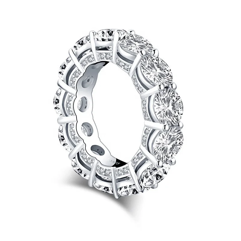

Custom Design Jewelry 925 Sterling Silver Round Cut Eternity Band Ring for Women