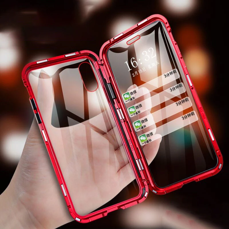 

Strong Magnetic Double Glass Protective Cell Mobile Phone Shell for Iphone 12 12pro 12mini 11 Pro Max Clear Cases
