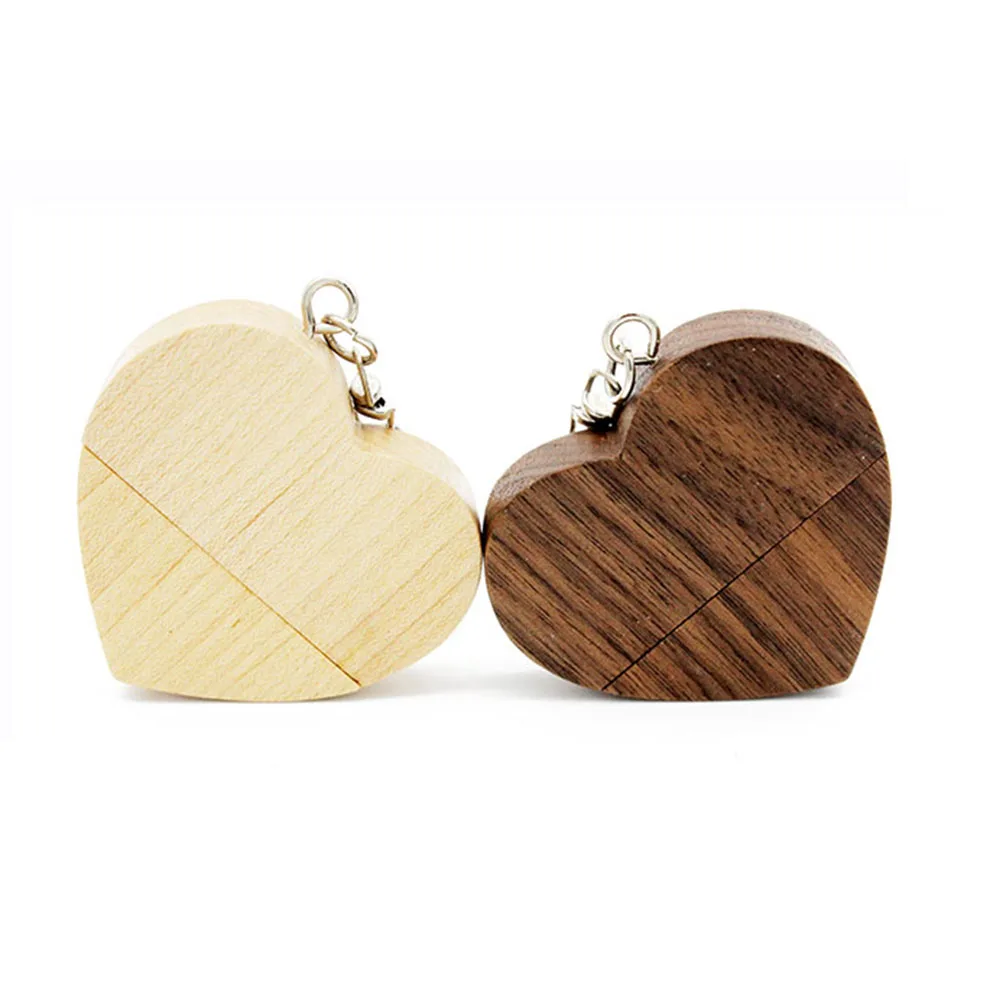 

2021 New Wood Heart USB High Speed 2.0/3.0 Custom LOGO 16GB 32Gb 64 GB USB