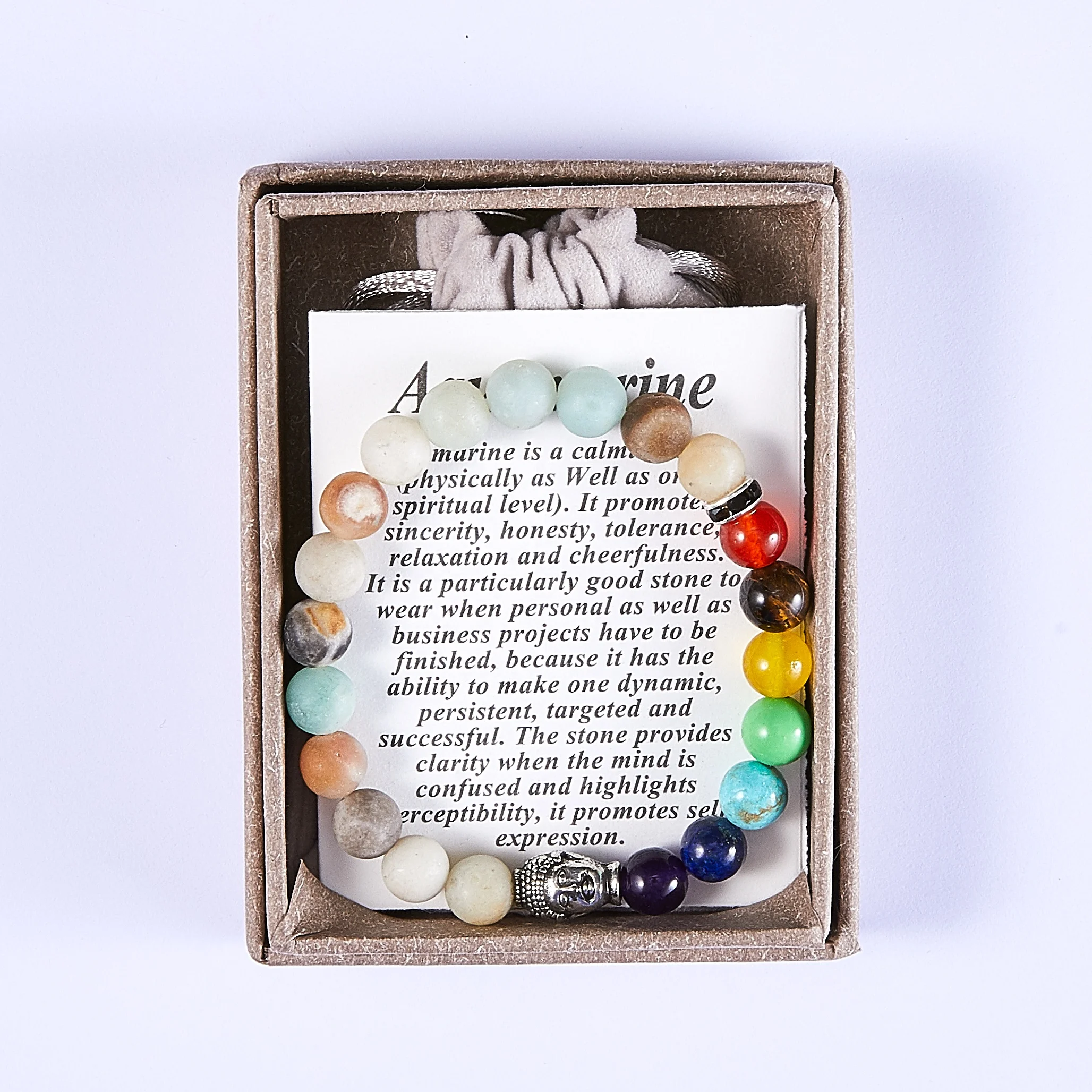 

Gift Box Packing Buddha Charms 8mm Amazonium Healing Gemstone Bead Bracelet Summer 2021, As photo