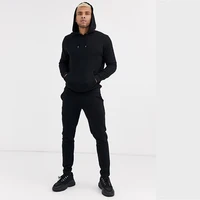 

Guangzhou Supplier Custom Men Fleece Cotton Black Full Sleeves Hooded Skinny Joggers Suit