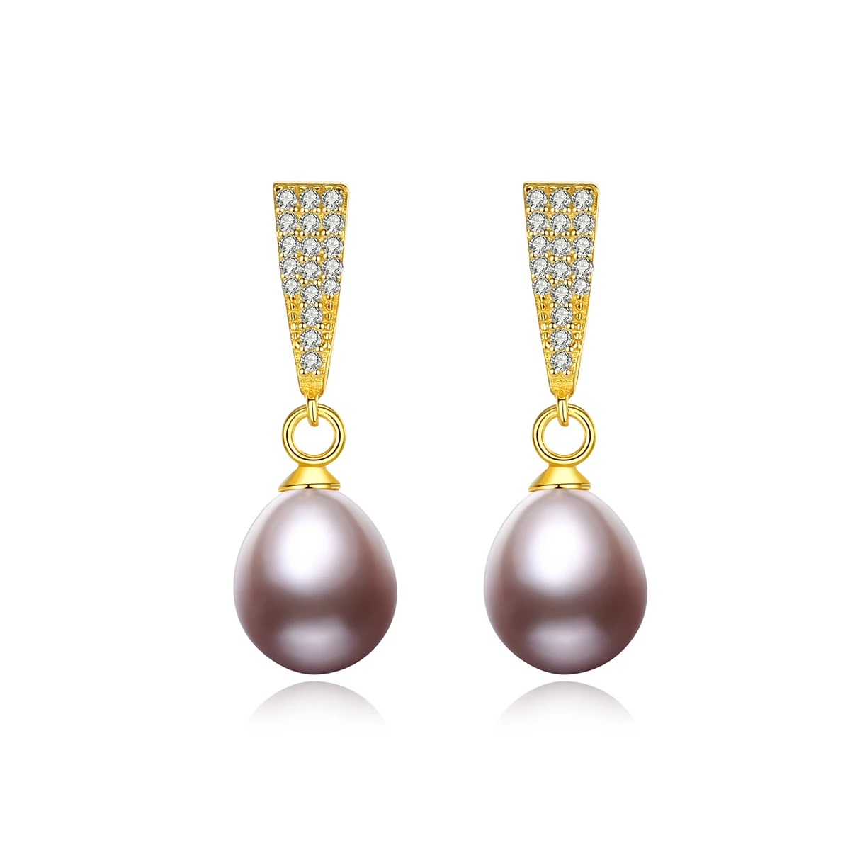 

CZCITY 18K Gold Plated S925 Sterling Silver Pearl Earring Genuine Freshwater Pearl Drop Earrings for Women