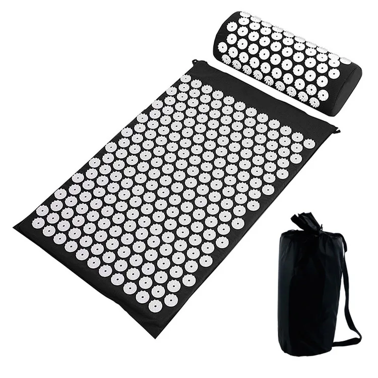 

Plastic Spikes Massage Acupressure Massage Mat And Pillow Set For Foot Back and Neck Pain Relief, Black/green/purple/blue/orange/pink