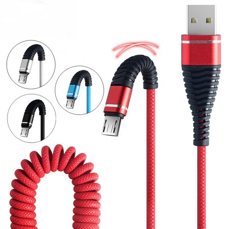 

Free Shipping 5V 2.4A Spring USB Charging Cable Portable Phone Charger Data Sync Cable for iPhone Type C Micro USB Cable