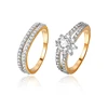 R1 Xuping bague en or fashion design couple gold gemstones ring set, engagement brand wedding rings jewelry