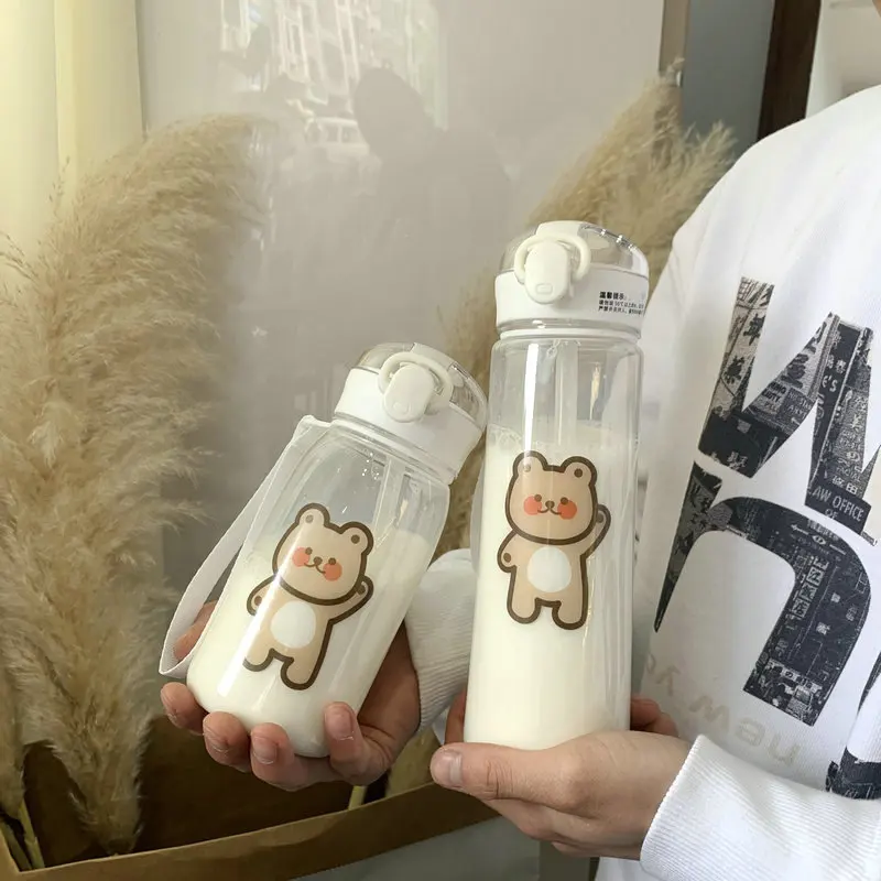 

Leakproof Children Plastic Drink Bottle Cartoon Printing Kid Mug Kid Water Bottle with Rope& Straw