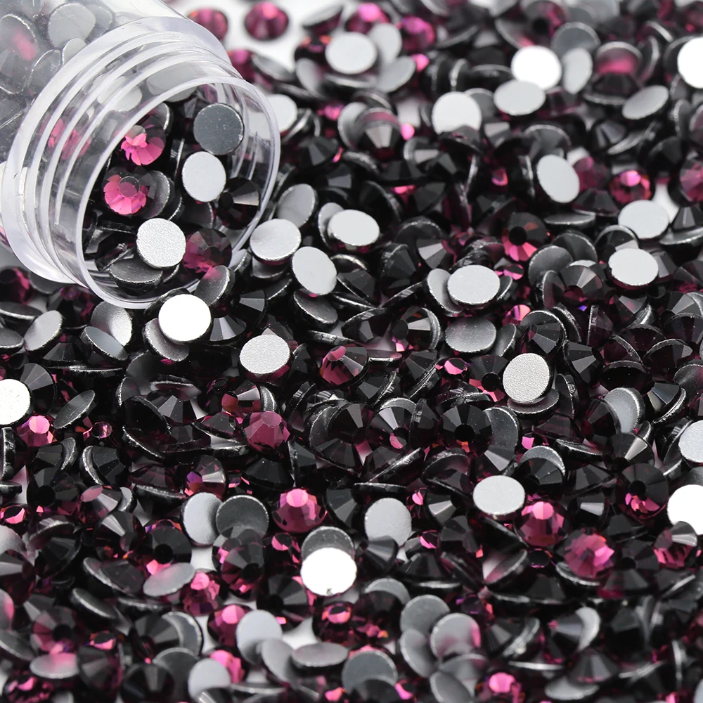 

SS3-SS50 Amethyst Color Nail Art Crystal Strass Stones Sticker Round Gems Flat Back Glass Rhinestone For Decoration