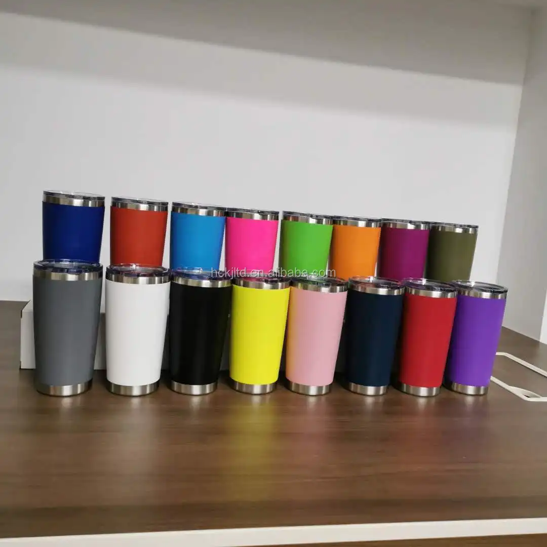 

Custom 20oz regular tumbler stainless steel vacuum insulated coffee tumbler cup double wall powder coated travel mugs, Stocked color