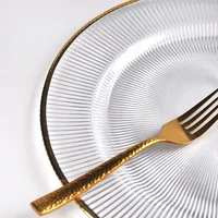 

Wholesale Amazon hot sale elegant glass charger plate with gold rim wedding chargers