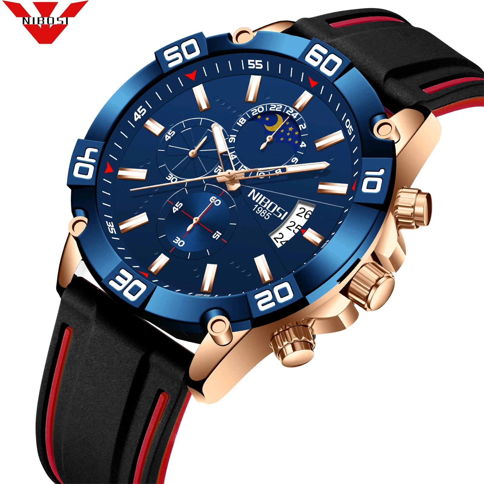 

NIBOSI 2502 Sport Chronograph Mens Watches Top Brand Luxury Quartz Clock Waterproof Luminous Watch Men Relogio Masculino