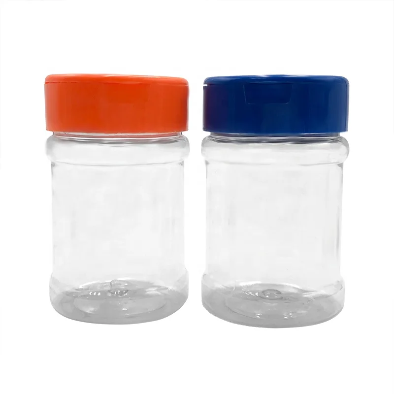 

100ml/150ml/200ml/5oz/6oz/8oz Plastic PET Salt Pepper Seasoning condiment spice bottles jar with flip top lid