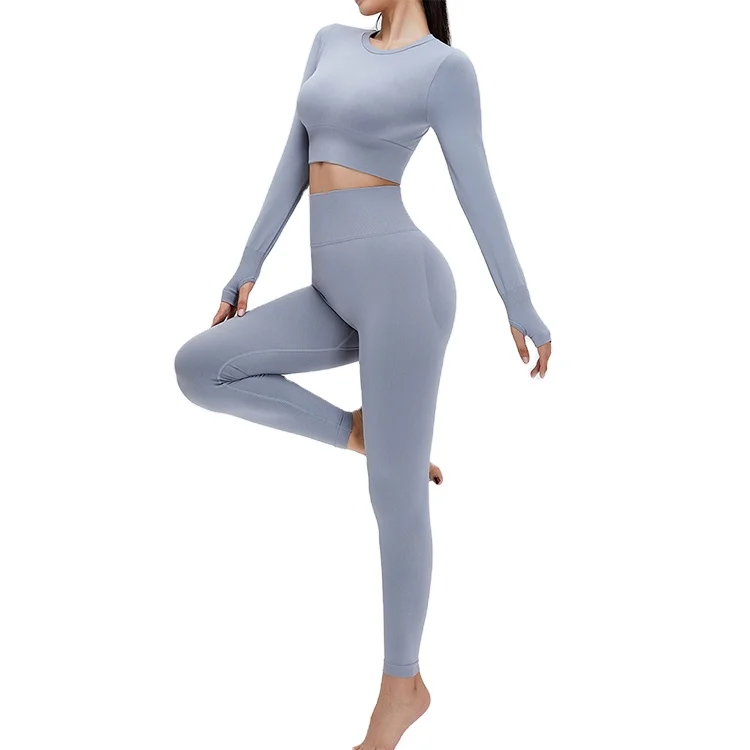 

Yoga suit long sleeve seamless yoga wear sets scrunch butt 2022, Multi-color