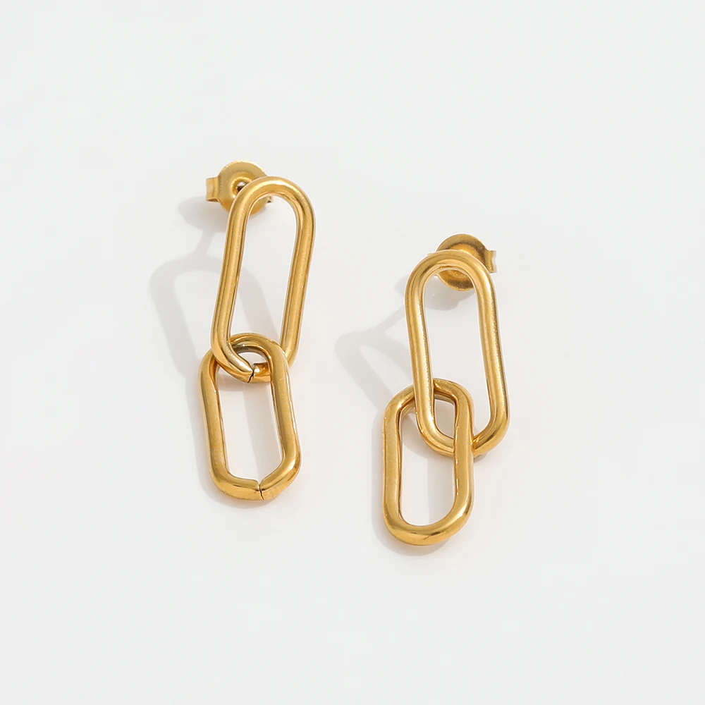 Joolim 18k Gold Plated Paper Link Earring Stainless Steel Jewelry Stainless Steel Earrings for Women New Costume Jewelry