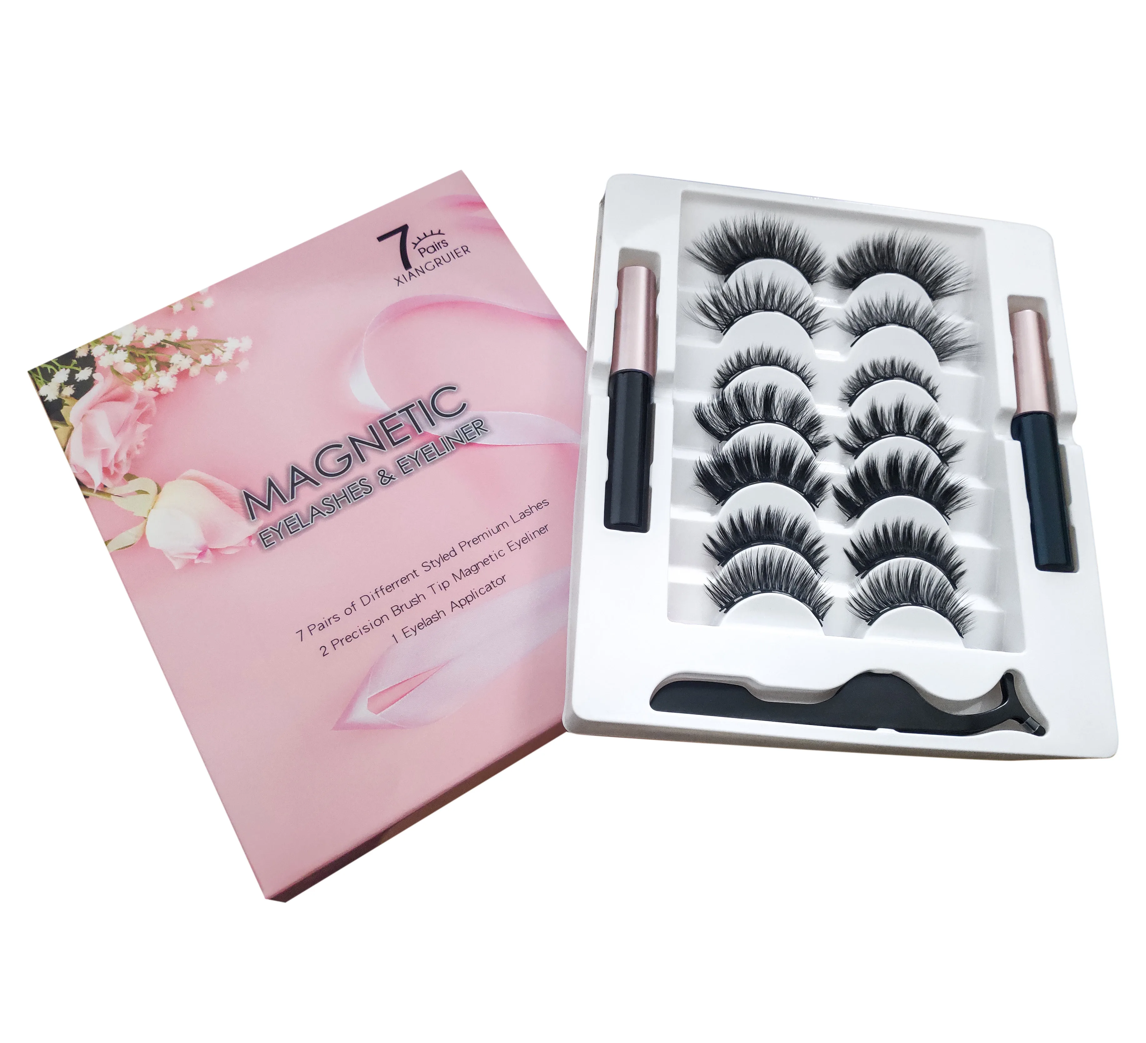 

Magnetic mascara two magnetic mascara five magnets seven pairs of mixed eyelash tweezers magnetic false lashes, Black color